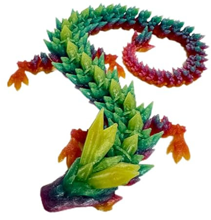 Beweglicher 3 d-gedruckter Drache – 11,8 Zoll Flexibles Drachenmodell, Gegliederte Kristalldrachenskulptur | Drachenfigur, Fidget-Spielzeug, 3 d-gedrucktes Fantasy-Kreatur-Dekorationsstück Für Die Aut