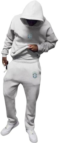 ORANDESIGNE Herren Tracksuit 2 Piece Unisex Damen Trainingsanzug Y2K Hip Hop Streetwear Hoodie Sportanzug Sporthose Buchstaben Druck Lose Sweatshirt A Grau XS