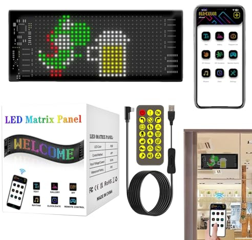 LED-Panel - Scrollendes LED-Schild – Flexibles LED-Display und Panel für – 7 x 3 Zoll großes programmierbares LED-Display für Hochzeiten, Festivals und Partys