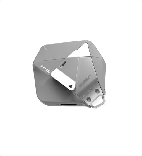 Aulumu A29 Funda Geométrica para AirPods 4 con Cierre | Carcasa Protectora con Correa de Nylon | Armadura Metálica | Compatible con Apple AirPods 4ª Generación (2024) – Gris