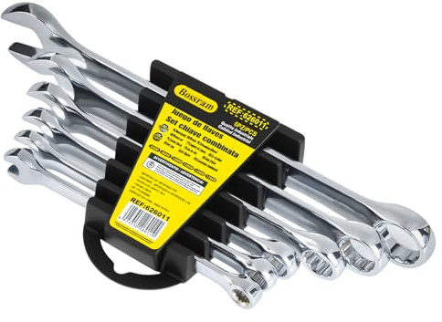 Tutee Schraubenschlüssel Set, Satz mit 6 Maulschlüssel Set mit Gabel und Ring von 6-17 mm mit Halterung (6-teiliger Satz (6-17 mm)) | Formbare Halterung