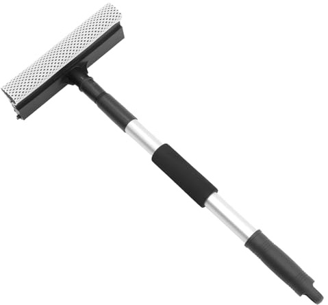 Cabilock Tergivetro Auto Manico Estensibile in Acciaio Inox, Spugna Tpr Doppia Funzione per Pulizia Vetri e Windshield Cleaner Facile da Riporre