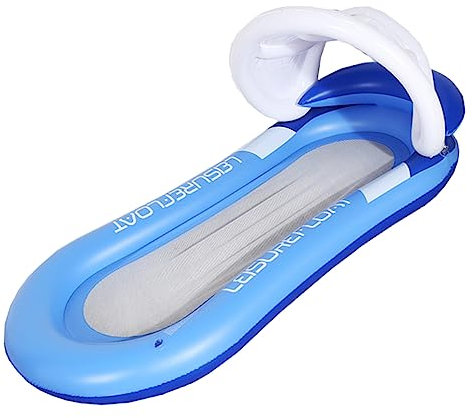 Milisten Cama Flotante Inflable y Sillón Reclinable para Adultos, Tamaño Estándar, con Toldo Desmontable, De PVC Ecológico Azul, Hamaca Acuática para Piscina, Playa y Lagos, Uso Recreativo