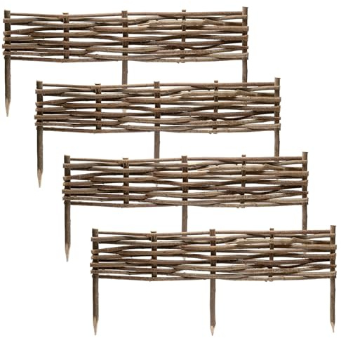 Robuste Haselnuss Beeteinfassung Beetumrandung Set - 4 Elemente