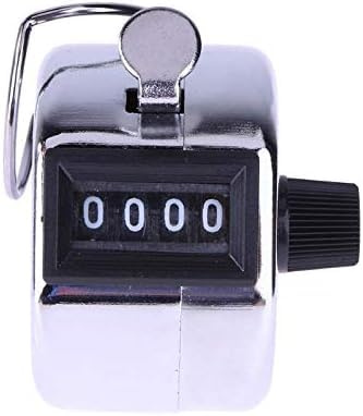Clockjuan 4 Digit Number Hand Held Tally Counter Mini Mechanical Digital Hand Tally Counter Manual Counting Clicker Training Counter（Silver）