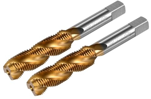 M METERXITY 2-Pack 1/2-20 UNC Spiral Flute Thread Tap, HSS Titanium Coated Right Hand Threading Tap Screw for Drilling/Milling Machines/CNC Machine Tools, Tapping Tool