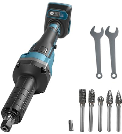 TALOEYH Rectificadora de batería compatible con Makita 18 V, amoladora recta eléctrica sin escobillas con vástago de 6 mm, repuesto de fresado de carburo, 4 velocidades variables de hasta 24.000 rpm