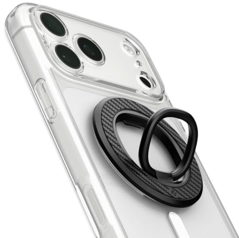 Spigen O-Mag MagFit+ MagSafe-ring, dubbelsidig magnet, telefonfodral, magnetisk ringhållare, grepp, kompatibel med iPhone 17, 17, 16, 15, 14, 13 och MagSafe-fodral för Samsung S26, Pixel 10, kol