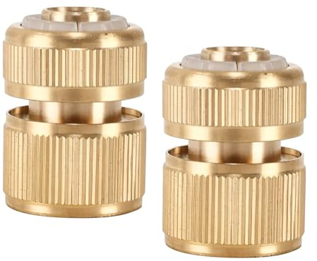 Gativs 2 Unidades Conector de Manguera de Latón 3/4, Acoplamiento Rápido de Latón, Conector Rápido para Manguera de Jardín, 2 en 1 Conector de Grifo, para Conexión de Tuberías, Herramientas de Jardín