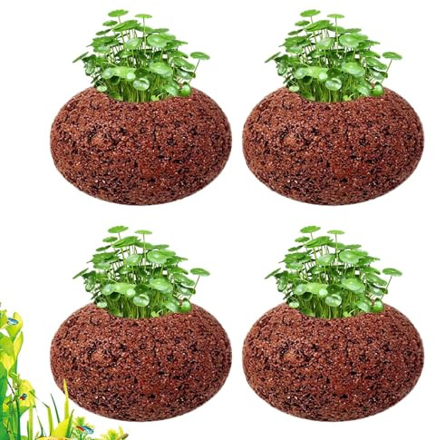 WJnflQN Plant Holder for Aquarium, 4 Porous Pieces, Aquarium Stones Accessories for Fish Tanks, for Landscape Decoration, Freshwater, Saltwater, Pool, Pond, Aquaristics
