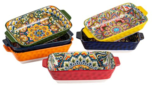 Pastaschalen aus Keramik, 650 ml Bunte Rechteckige Schalen für Snacks/Dessert/Beilagen/Pasta, 6 Stück Vorspeisenteller Mikrowellen- und Spülmaschinenfest