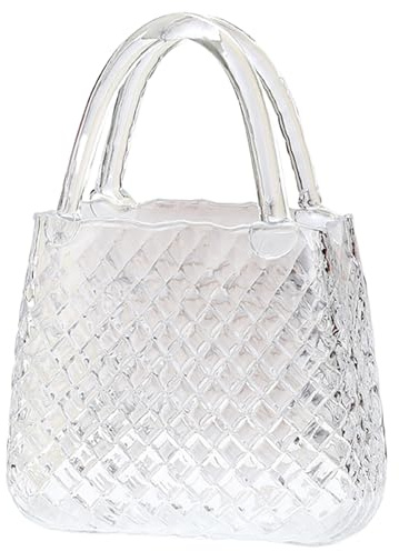 Vase de Sac à Main pour Fleurs, Vase de Sac à Main en Verre Transparent pour Fleurs 11, 4 x 8, 1 x 3, 5 '', en Verre, Fleur décorative pour centres Table Transparent