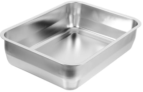 NUOBESTY Plat à Rôtir Rectangulaire en Acier Inoxydable 304 Grand Format Plateau de Cuisson Profond et Épais pour Four Polyvalent pour Fruits de Mer Rôtissoire et Service 1 Pièce
