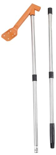 IWOWHERO Outil de Nettoyage pour Gouttières avec Pelle à Angle de 45 Degrés, Manche Télescopique Réglable, Brosse Intégrée, Nettoyage des Feuilles, Adapté pour Entretien Toiture
