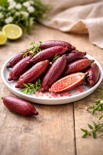 Kaviar-Limette (Microcitrus australasica) 70-80 cm - Rote Fingerlimette im Topf - exotische Citrus Pflanze mit essbaren Früchten - Winterhart bedingt - Ideal für Balkon & Terrasse