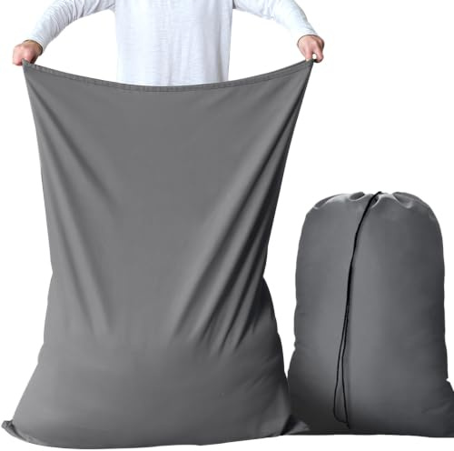 AiQInu Bolsa de Lavandería Plegable, 2 Unidades Grandes Bolsas de Ropa con Cordón, Organizador Material Antidesgarros para Cuarto de Lavado Cocina Dormitorio Hotel de Viaje 70 x 115cm