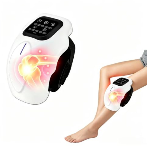Kabelloser knie massagegerät mit Wärme zur Schmerzlinderung, 4 Motoren Vibration, 4 Wärmeniveaus Wiederaufladbare Knieorthese zur Linderung von Knieschmerzen, Arthrose & Steifigkeit