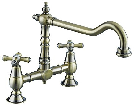 Bristan K BRSNK ABRZ Colonial Bridge Kitchen Sink Mixer Tap with Swivel Spout, Antique Bronze
