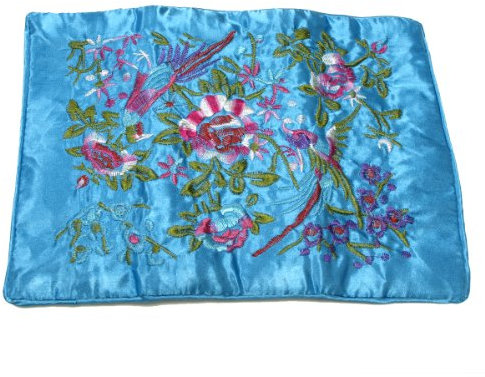 Wrapables Große Schmuckrolle aus Seide, bestickt, Himmelblau