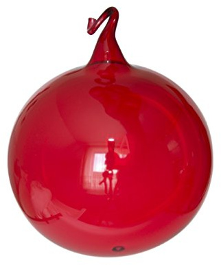 Lauschaer Glas Christbaumkugeln rot klarglas mit Glasöse 3 Stück d 8cm mundgeblasen handgeformt Original Christbaumschmuck Weihnachtsbaumschmuck mundgeblasen