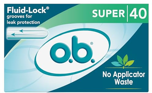 o.b. Tampons No Applicator, Fragrance-Free - 40ct | Applicator-Free Tampons Super, Feminine Care, ob Tampon Super, Period Products