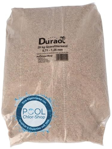 Duraol Spezial Kristallquarzfiltersand I Filtersand 25kg I 0,71-1,2mm Körnung I Quarzsand Pool für Filteranlage I Sand für Pool Sandfilteranlage I Filtersand Pool I geschlemmt & feuchtgetrocknet