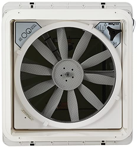 MAXXAIR Original Maxxfan - Vent, Fan & Rain Protection All-in-One, High Powered 4-Speed Exhaust Only Fan, Manual Knob Control, 14 x14, Smoke (00A04401K)