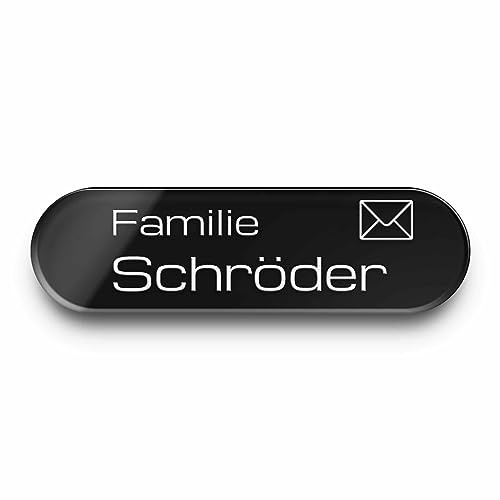 Edle Türschilder mit Gravur aus Hochglanz Acrylglas | Namensschild Briefkastenschild selbstklebend oder mit Bohrlöcher Klingelschild mit vielen verschiedenen Motive | Größen ab 5x2 cm