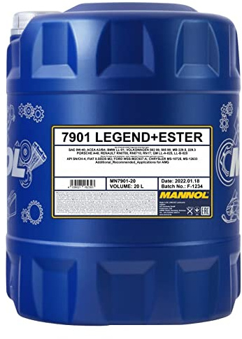 Mannol MN7901-20 Motorolja, Flerfärgad, 20 l | Bisyntetisk estermotorolja med API SN för Daimler, BMW och VW, slitageskydd även vid kall start och värme, ACEA A3/B4