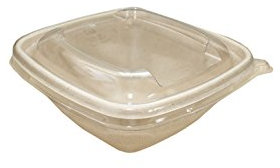 Insalatiera 375 ML con coperchio, 2 pezzi, rettangolare 13 x 13 x 5 cm, Insalatiera tazza imbiss to go, 100 Pezzi