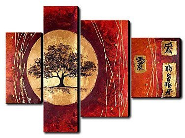Dipinti a mano pittura di paesaggio olio Set di 4 1211-LS0228