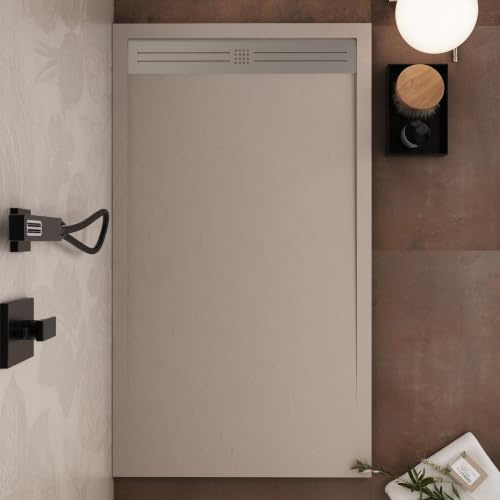 OLIMPO DOCCE - Piatto doccia in marmo resina Sabbia pietra cemento GRID - 80x120