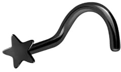 PIERCINGLINE pendiente nasal de acero quirúrgico con estrella - piercing nasal en color negro