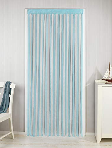 WENKO Türvorhang Türkis-Beige - Streifenvorhang, Insektenschutz-Vorhang, Polyester, 90 x 200 cm, Türkis