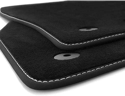 kh Teile Fußmatten passend für Golf 7 Premium Velours Qualität Autoteppich 2-teilig schwarz Nubuk schwarz Ziernaht weiß