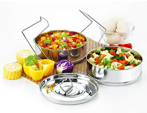 Stackable Stainless Steel Insert Pans - 3QT- Inserts for Instant Pot - Pan for Instapot - Accessories for Instant Pot 3QT and above - Pressure Cooker Steamer Accessories