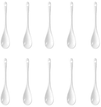 10 Stück Eierlöffel, Porzellan Eierlöffel, Weiss Eier Löffel Teelöffel Servierlöffel Kaffeelöffel Dessertlöffel Mokkalöffel Dip Löffel - 12 cm