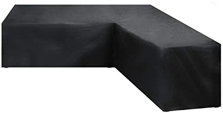 YIYAOFBH l-Form Abdeckung für gartenmöbel, l-förmige gartenmöbelbezüge wasserdichter, winddichter, Anti-UV-Reißschutz,Sofa Abdeckung für Gartenmöbel V-förmige - Schwarz 250x250x85x85cm