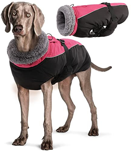 Wasserdichter Hundemantel Winter Warme Hundejacke, Hundebekleidung Outfit für kleine mittel große Hunde, Hundepullover mit Sicheren Reflexstreifen für Labrador Chihuahua Französische Bulldogge