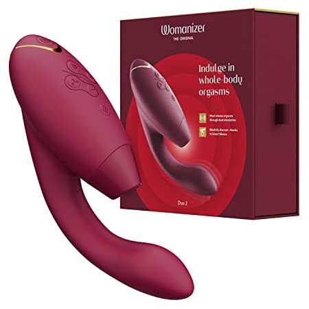 Womanizer Duo 2 Vibratore Succhia-Clitoride per Donna - Succhiatore clitorideo - Stimolazione Punto G - Smart Silence - Sex Toy Rabbit - 14 intensità di vibrazione e suzione - Impermeabile - Bordeaux