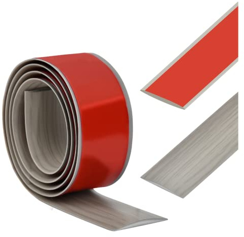 1m x 4cm Laminate Flooring Threshold Transition Strip, Door StripThreshold Bars, Floor Joining Strip, Self Adhesive PVC Vinyl Flooring Edge Trim, Tile to Laminate Transition Strip(Grey Grain)