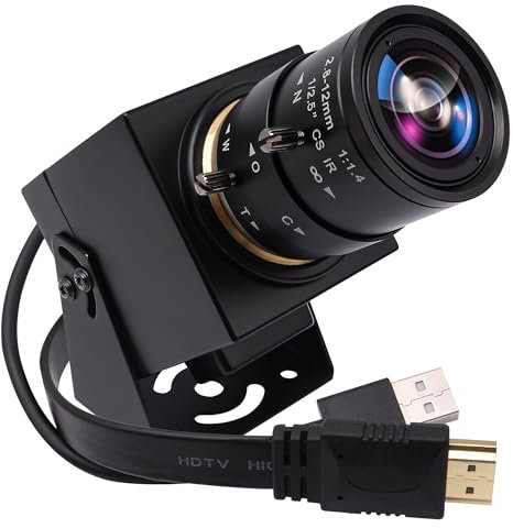 SVPRO Webcam 4K - Double interface HDMI/USB, zoom manuel, objectif CS Mount 2,8-12 mm pour gros plan, caméra industrielle CMOS IMX415 pour vision industrielle
