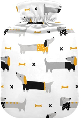 Wärmflasche und Bezug für lange Hunde, Dackel, weich, warm, für Winter, Bett, Hand, Hals und Schultern, 1 l
