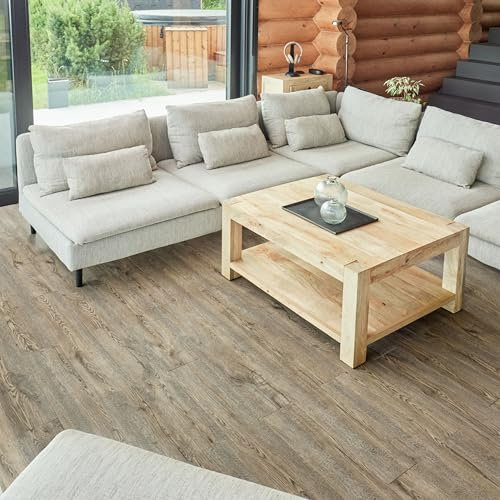 𝐍𝐎𝐕𝐄𝐂𝐑𝐀𝐅𝐓𝐎 Self Adhesive Floor Planks - 36 Planks Pack Covering 53.8 Sqf / 5sqm | Each Stick On Tile Plank Measures 5.9x35.9in (91.4x15.2cm) | Peel and Stick Vinyl Flooring Darker Brown Oak