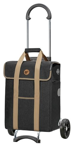 ANDERSEN Einkaufstrolley - Scala Shopper Ipek Mi schwarz | mit Flüsterrädern, klappbar, aus Stahl, bis 40 kg - Tasche als Kühltasche, Seitenfach, Reflektoren, 39 L