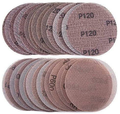 TsoLay 30 Pcs Mesh Sanding Discs 125mm 80-600 Grit Hook and Loop Sanding Paper Dry Abrasive Discs for Sander Replacement Pads