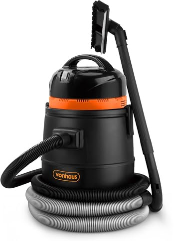VonHaus Pond Vacuum Cleaner 1400W – Wet and Dry Garden Fish Pond Vac – Clear Sludge, Algae, Leaves & More – 30L Tank, Carry Handle, Wheels, Long Reach Hose – Accessories Included