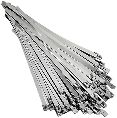 LCOUACEO Collier de Serrage Inox 100 Pièces 200×7,9mm, Attache Câblées Inox, Serre Cable Acier, Collier de Serrage Métallique pour Enroulement D'échappement, Câbles Groupés, Entretenir les Clôtures