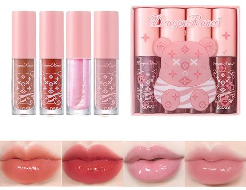 Benaewa 4 PCS Lip Oil and Lip Gloss Set for Teenage Girls, Women, Hydrating Lipgloss Sets for Teen Gifts