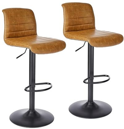 HTI living Barhocker 2er Set Tayo Cognac Thekenstuhl 360° drehbar mit Fußstütze höhenverstellbar
